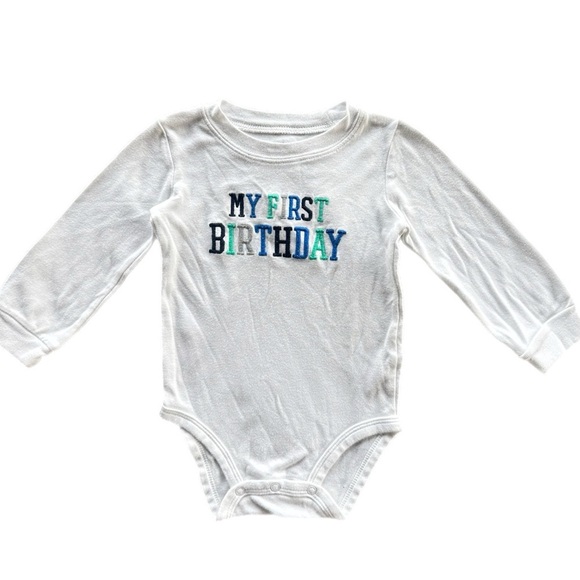 Carter’s My First Birthday Boys Long Sleeve Onesie 18M - Picture 1 of 5